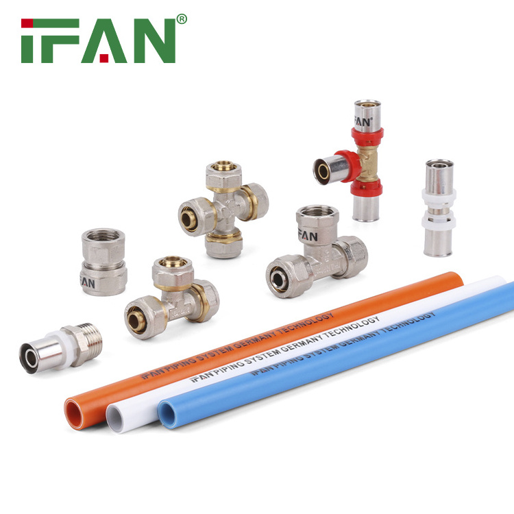 IFAN OEM&ODM PN25 PEX Pipe Fittings Brass Color 16-32mm PEX Fittings PEX Press Compression Sliding Fitting