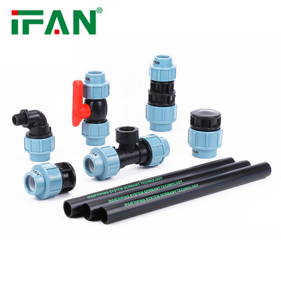 IFAN Environmental Friendly 20-110MM HDPE Fitting High Pressure HDPE Pipe Fitting Light Blue PP Compression Fitting