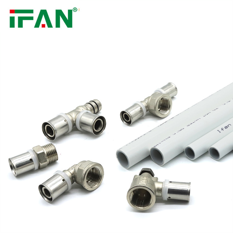 IFAN Factory Pex Pipe Fittings 16-32mm Pex Al Pex Press Fitting Water Tube Connector PN25 Brass Press Fittings