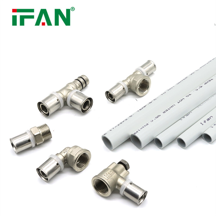 IFAN Factory Pex Pipe Fittings 16-32mm Pex Al Pex Press Fitting Water Tube Connector PN25 Brass Press Fittings