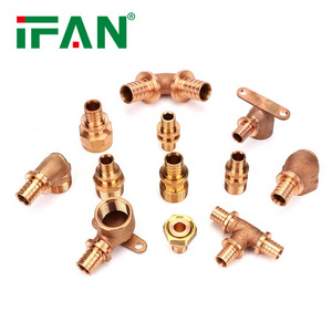 IFAN Hot Selling Forged 3/4" PEX Thread Fittings Equal Tee Plumbing Materials Bronze PEX Pipe Fittings