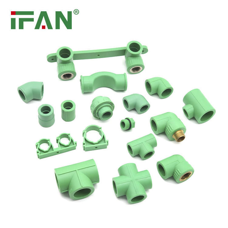 IFAN Wholesale Plumbing 1/2'' PPR Fittings 45 Degree Elbow Tee Union PN25 Green PPR Pipe Fittings