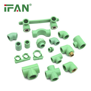 IFAN Wholesale Plumbing 1/2'' PPR Fittings 45 Degree Elbow Tee Union PN25 Green PPR Pipe Fittings