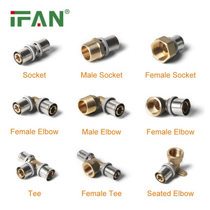 IFAN Custom 16-32mm Full Size Pex Al Pex Pipe Fittings Plumbing Tee Elbow Brass Press PEX Fitting