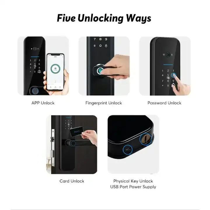 Fingerprint Combination Door Lock with 3D Cat Eye, Keypad and Handle, Passcode, Easy to Install for Home, Apartment