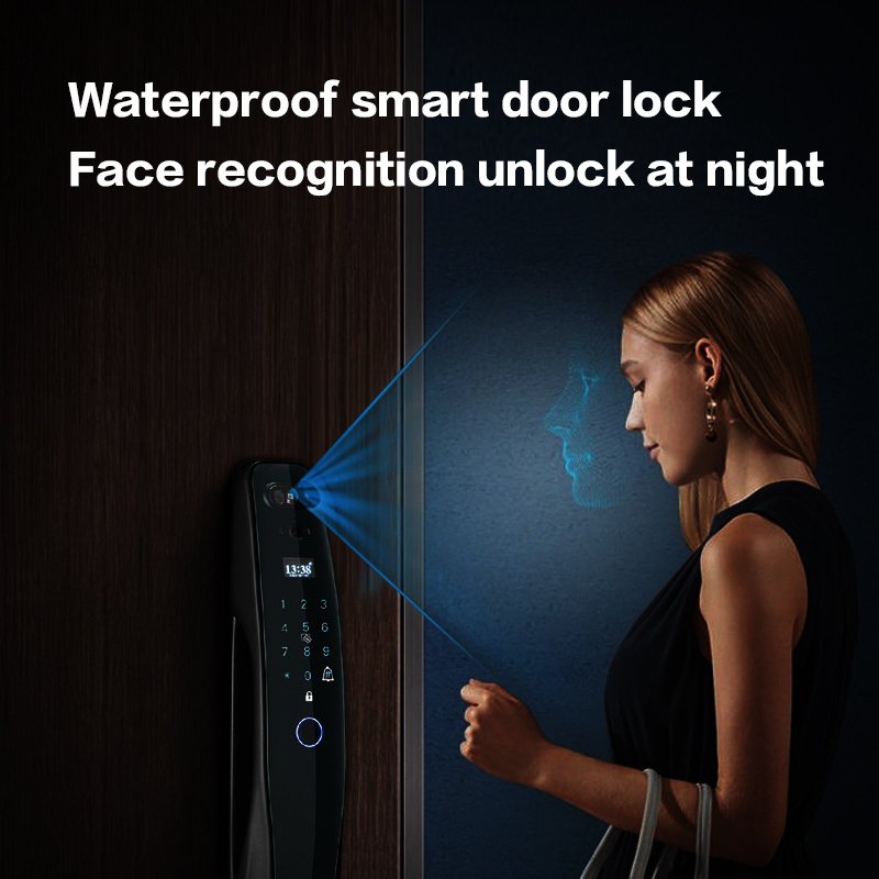 High Quality Security WiFi 3D face recognition door lock waterproof home smart door lock with camera