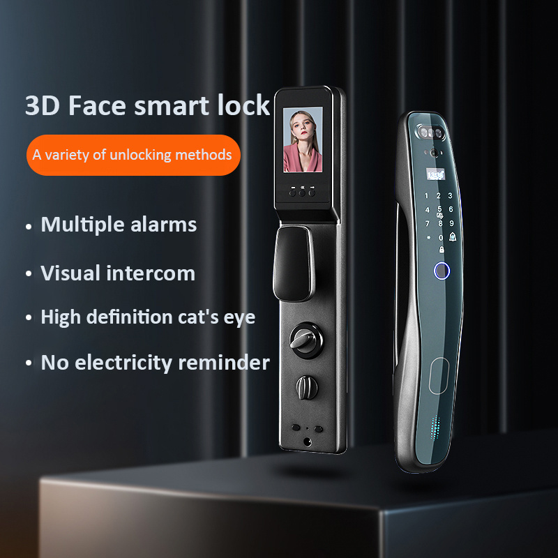 High Quality Security WiFi 3D face recognition door lock waterproof home smart door lock with camera