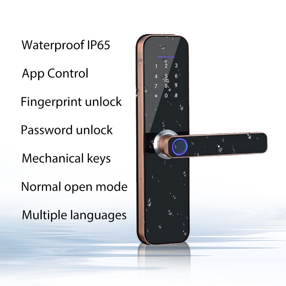 Security Digital Electric Waterproof Handle Digital Tuya Ttlock Cerraduras Inteligentes Con Wifi Key Fingerprint Door Smart Lock