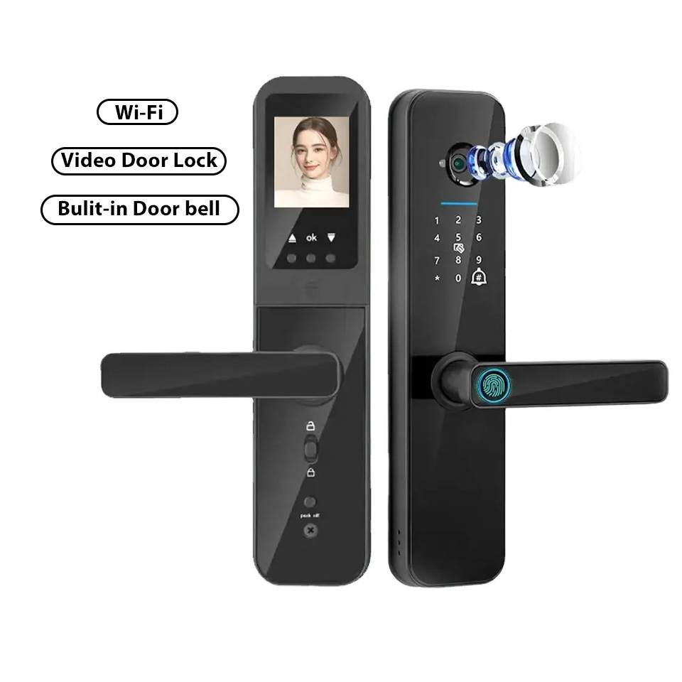 WiFi Digital Door Lock for Wooden door, Smart Door Lock with Camera, 3D Video Door lock Fingerprint Lock