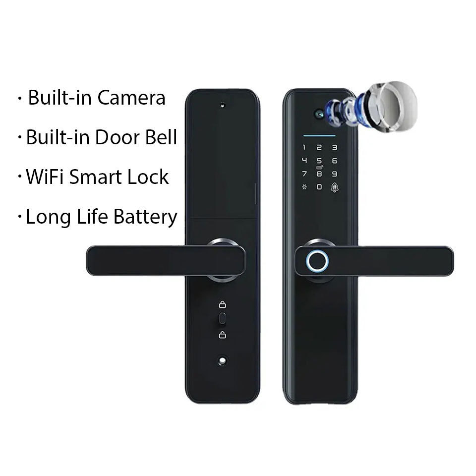 High Quality Smart Door Lock Waterproof Home Fingerprint Remote Control Door Lock with camera