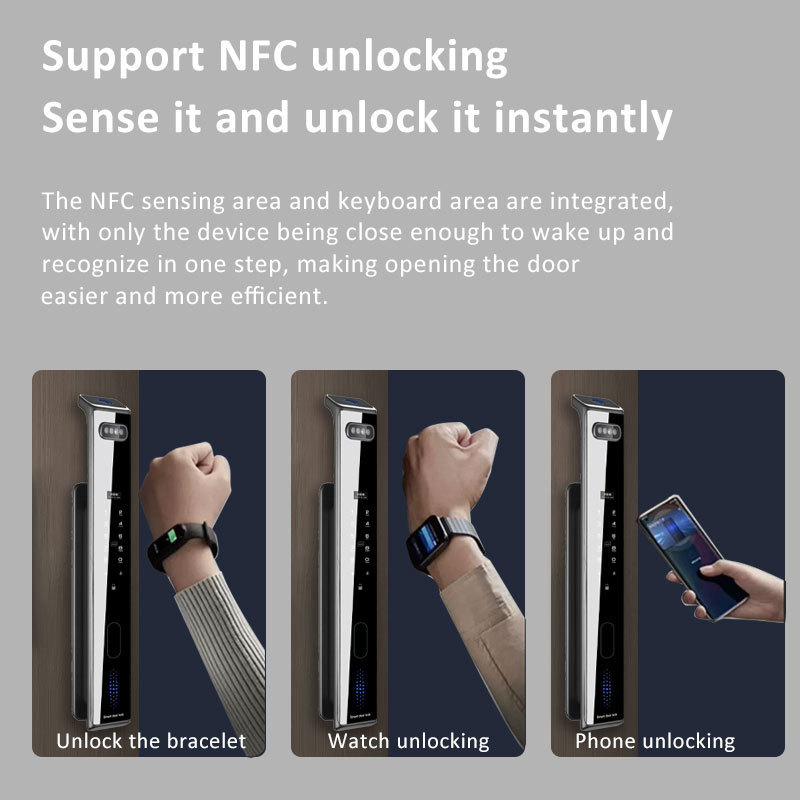 Tuya 3D Face Recognition NFC IC Card Password Fingerprint Manual Key Smart Door Lock