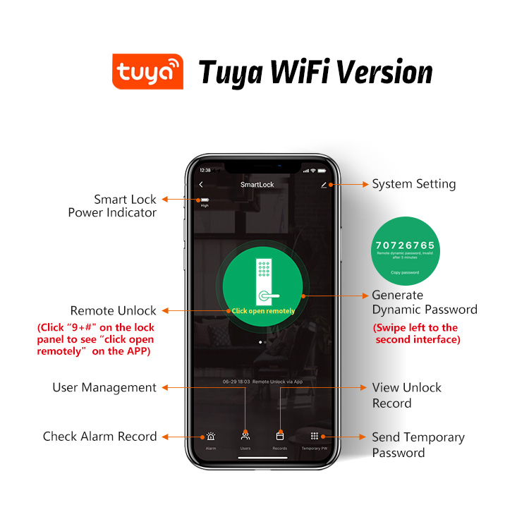 Tuya WiFi Lock Waterproof Outdoor Smart Biometric Fingerprint Face Automatic Door Lock with Eye Scanner For Smart Home Use