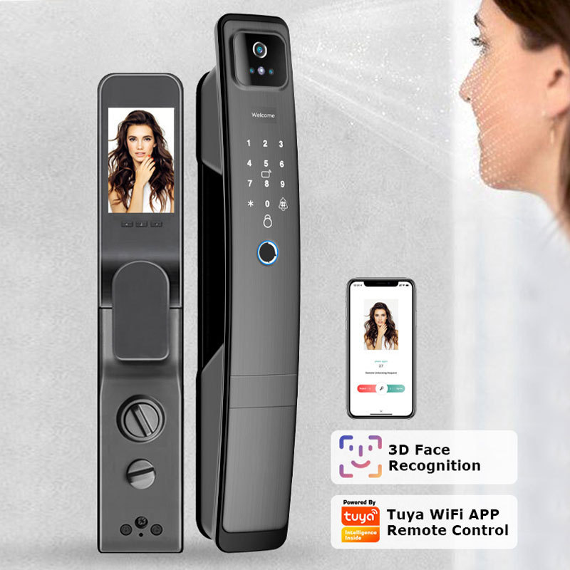 Tuya WiFi Lock Waterproof Outdoor Smart Biometric Fingerprint Face Automatic Door Lock with Eye Scanner For Smart Home Use