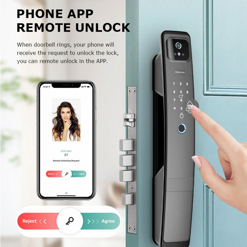 Tuya WiFi Lock Waterproof Outdoor Smart Biometric Fingerprint Face Automatic Door Lock with Eye Scanner For Smart Home Use