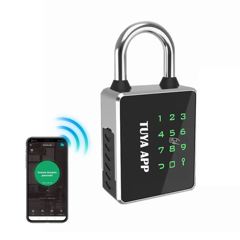 IP65 Waterproof Tuya App Bluetooth Fingerprint Card Smart Padlock with Key