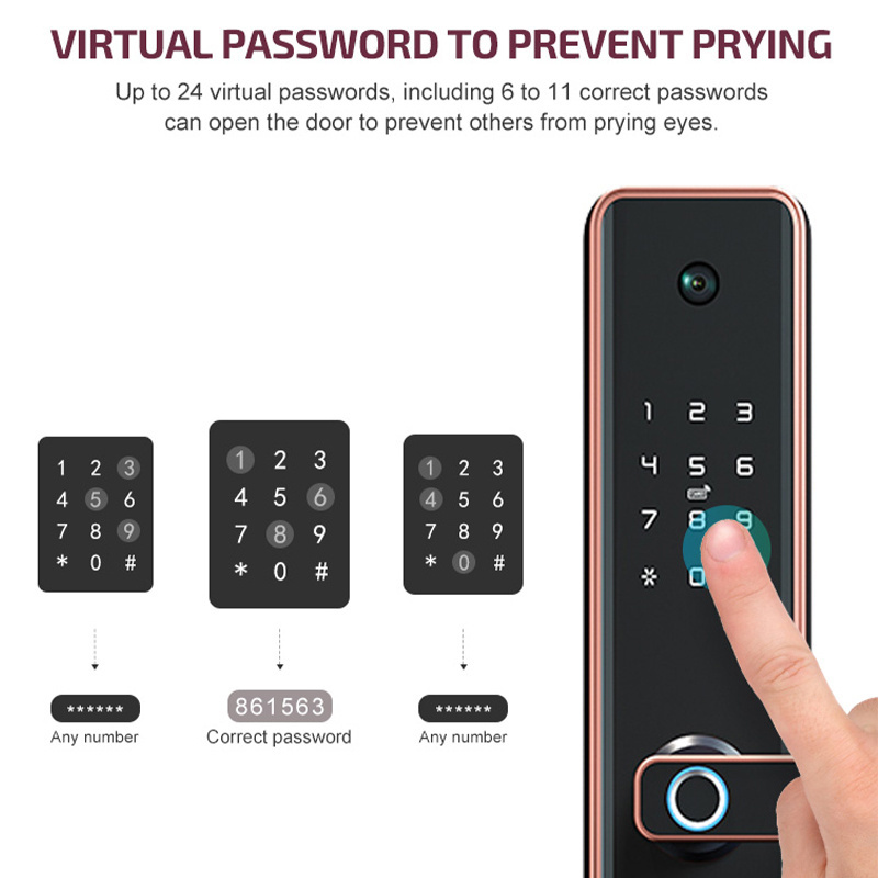 Manufacturer Tuya Wifi Control Keypad Door Lock Memory Card Lock Digital Fingerprint Smart Keyless Door Lock