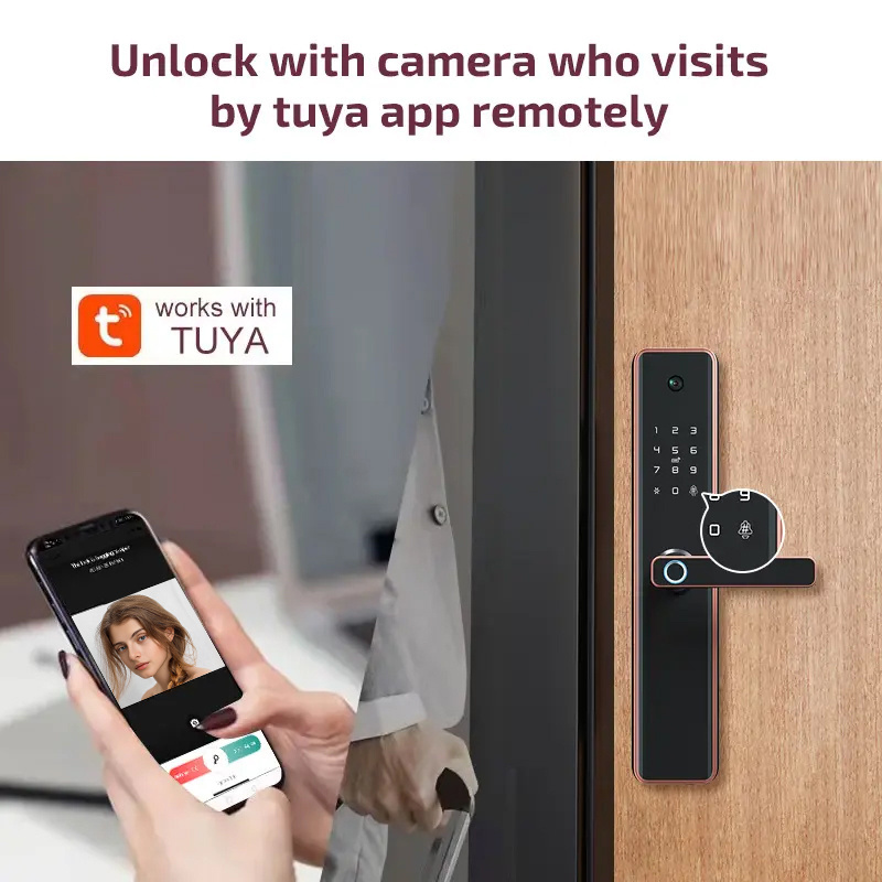 Manufacturer Tuya Wifi Control Keypad Door Lock Memory Card Lock Digital Fingerprint Smart Keyless Door Lock