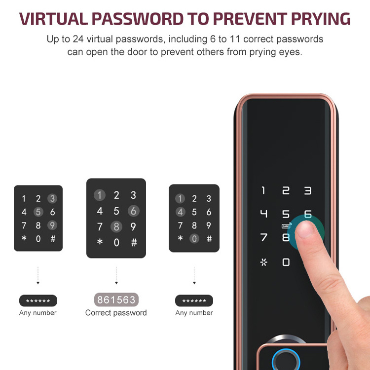 Tuya Wifi Control Keypad Door Lock Memory Card Lock Digital Fingerprint Smart Keyless Door Lock