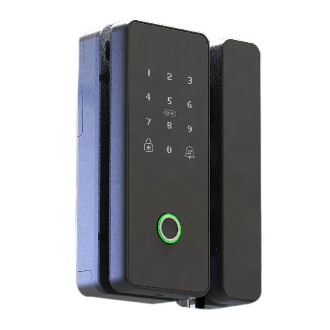 Tuya Remote Controlled WiFi Glass Door Fingerprint App Password Key Card Unlock Smart Door Lock