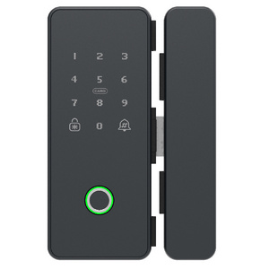 Tuya Remote Controlled WiFi Glass Door Fingerprint App Password Key Card Unlock Smart Door Lock