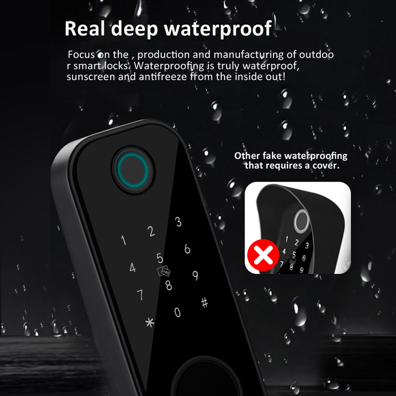 Waterproof Tuya Smart Lock Wifi  Fingerprint Lock Outdoor Gate Digital Password Remote App Home Electronic Rim Lock