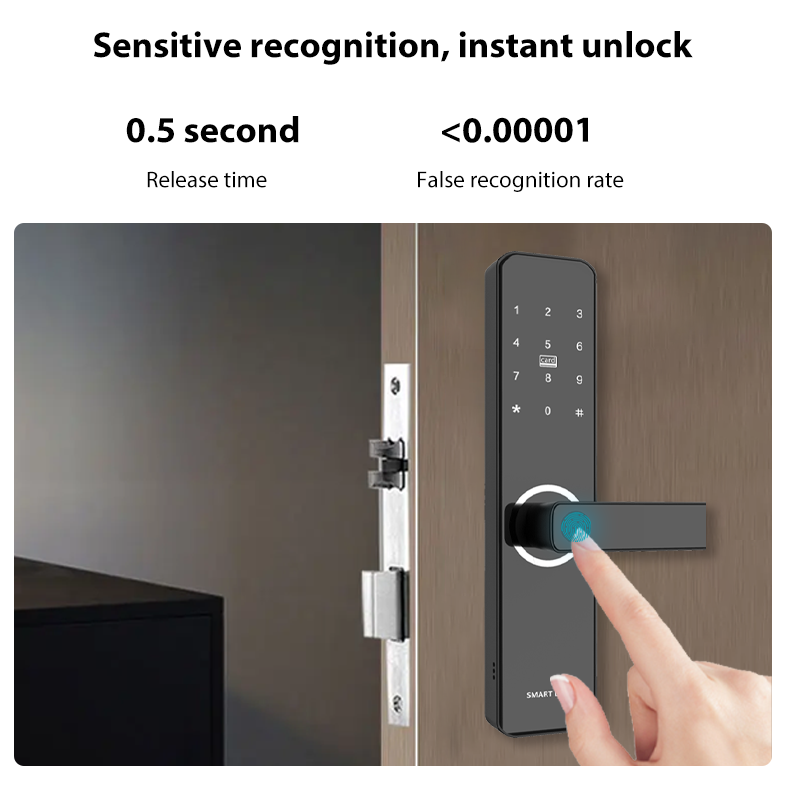 5050 Lock Body Aluminum Alloy Zigbee WiFi Smart Door Lock with App Fingerprint Password Card Key Unlock