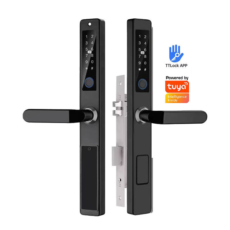 Waterproof IP65 Tuya Wi-Fi Fingerprint Door Lock for Aluminum Door, TTLOCK Digital Sliding Door Lock with SUS304 Mortise,