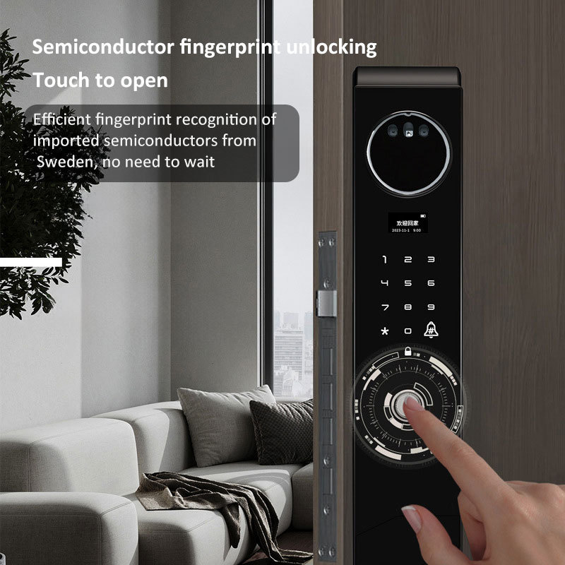 Wi-Fi Face Recognition Smart Door Lock With Camera, Two Way Talk, Semiconductor Fingerprint Door Lock for Villa Hotel Apartment