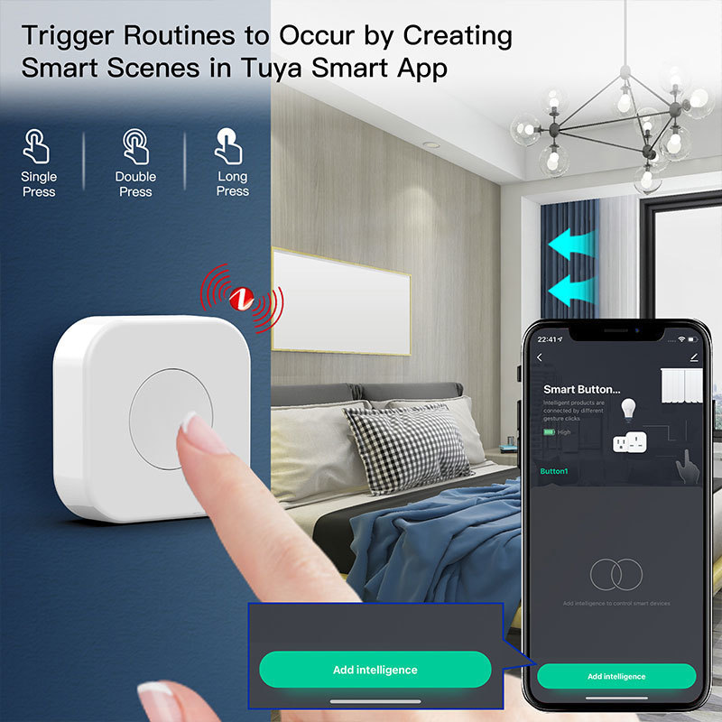 Tuya ZigBee Smart Button Scene Switch Supporting Wireless Remote ON/OFF Control and Multi-scene Linkage Easy to Install