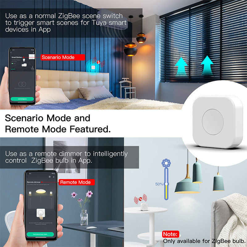 Tuya ZigBee Smart Button Scene Switch Supporting Wireless Remote ON/OFF Control and Multi-scene Linkage Easy to Install