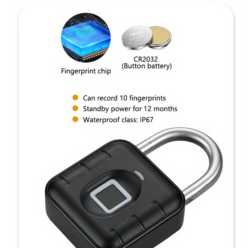 OEM/ODM IP65 Waterproof  Security Tuya BLE Keyless Intelligent Padlock Safety Electronic Smart Fingerprint PadLocks