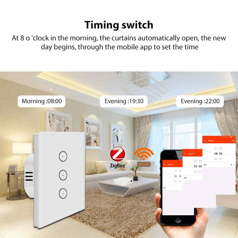 EU UK Standard 6 Gang Smart Switch with Timing Function Scene Switch Zigbee WiFi Tuya Wall Switches for Smart Home