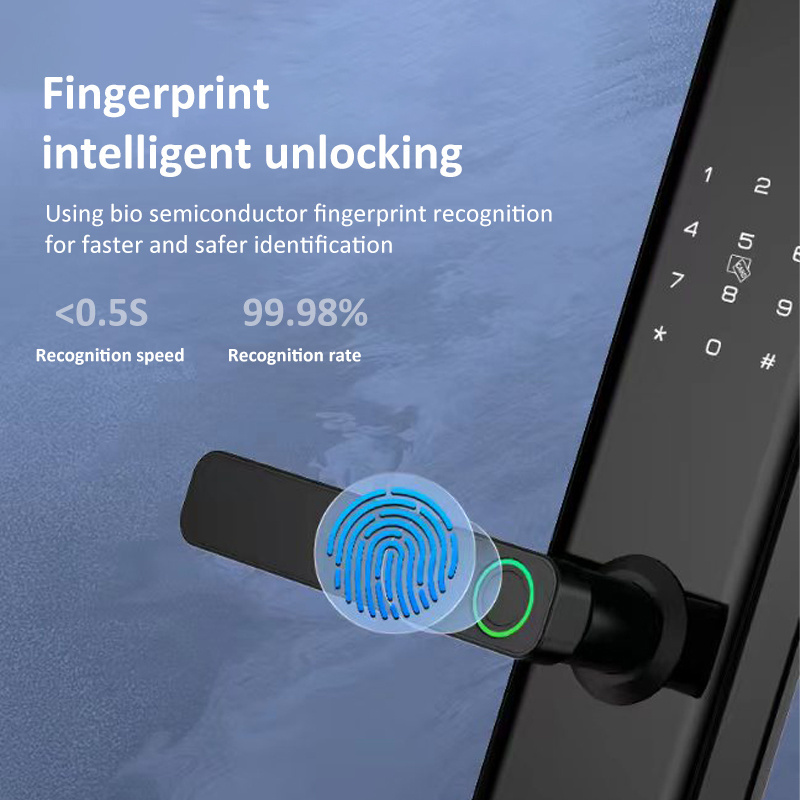 X7 Wi-Fi Smart Fingerprint Door Lock with Normally Open Function, Black/Grey/Bronze Indoor Door Lock Works with Tuya/TT Lock App