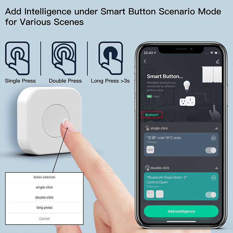 Tuya ZigBee Smart Button Scene Switch Supporting Wireless Remote ON/OFF Control and Multi-scene Linkage Easy to Install