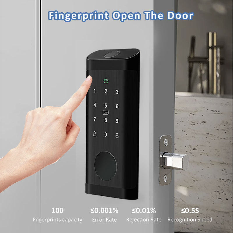 Bluetooth Tuya TTLock Fingerprint Password IC Card Digital Keypad Smart Deadbolt Lock with Doorbell