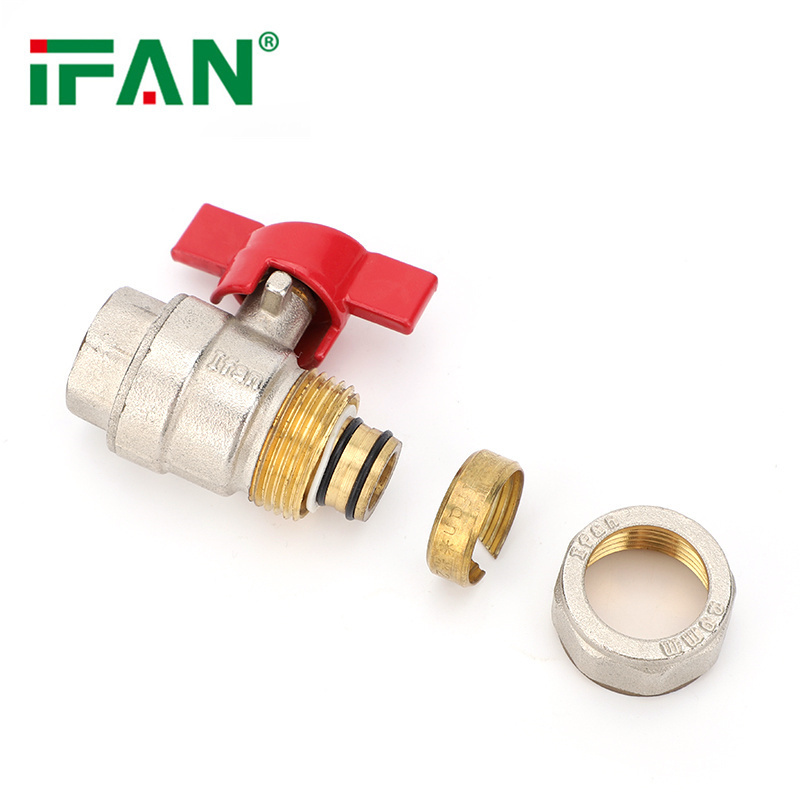 IFAN Factory Supply 1/2 3/4 Inch Control Water Flow Red Butterfly PEX Brass Ball Valve