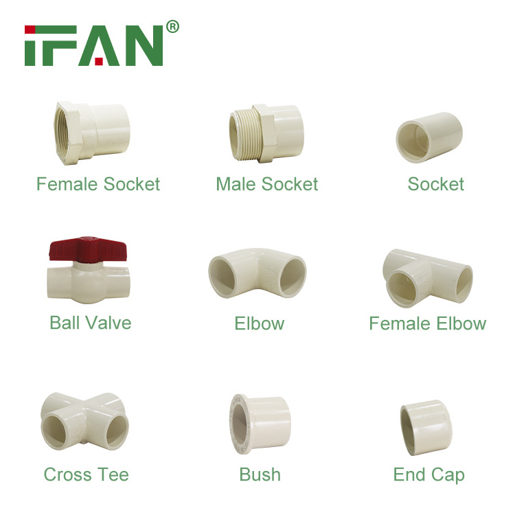 IFAN PVC Insert Fitting Glue Thread Connect Pipes White Green Beige UPVC CPVC PVC Pipe Fittings