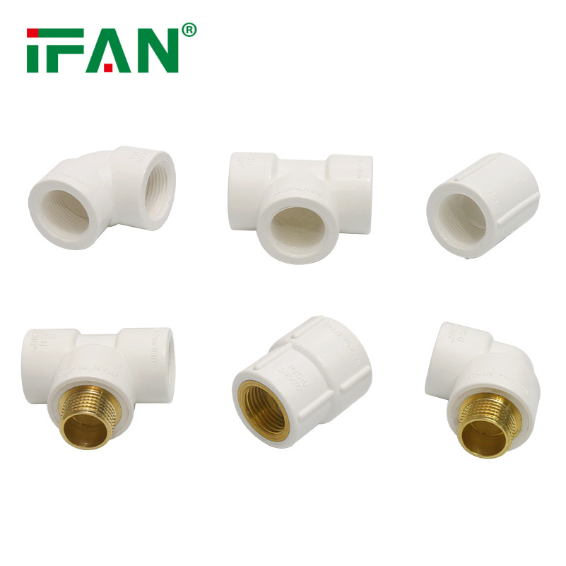 IFAN PVC Insert Fitting Glue Thread Connect Pipes White Green Beige UPVC CPVC PVC Pipe Fittings