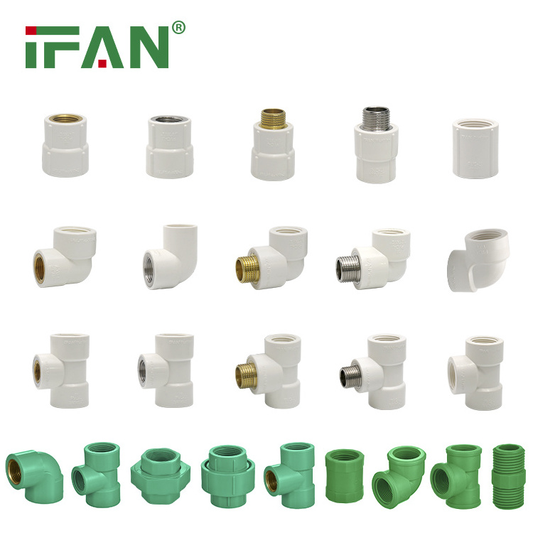 IFAN PVC Insert Fitting Glue Thread Connect Pipes White Green Beige UPVC CPVC PVC Pipe Fittings