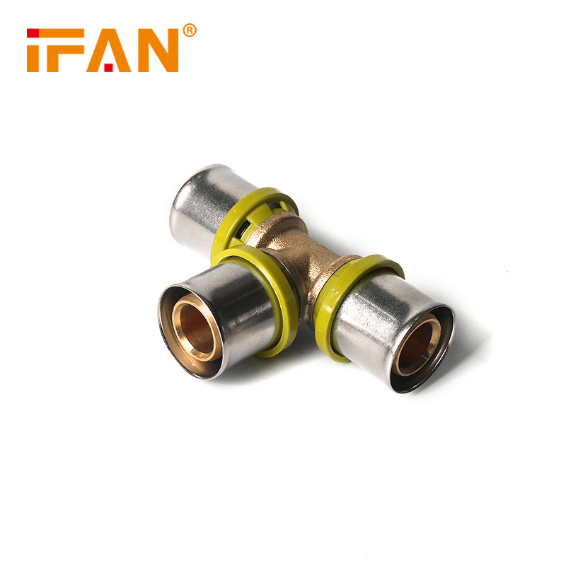 IFAN High Quality Push In PEX Pipe Fitting 16-32mm Brass Press Fitting For Gas PEX Plumbing Press Fitting