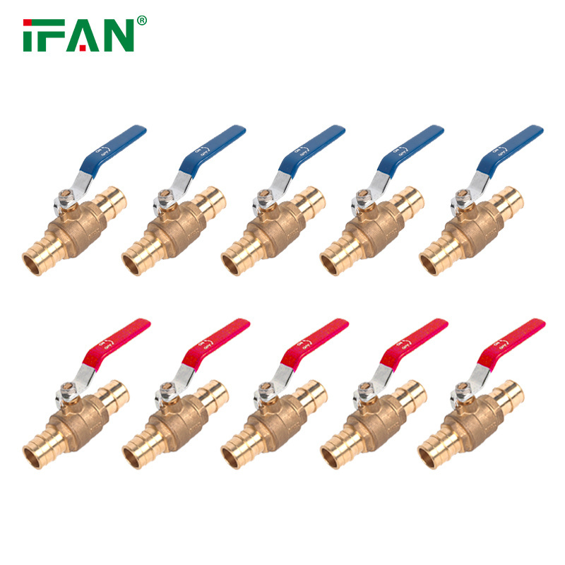 North America Lead Free Red Blue Long Handle Brass Expansion Brass Ball Valve Forged 2 Piece Body 1/2