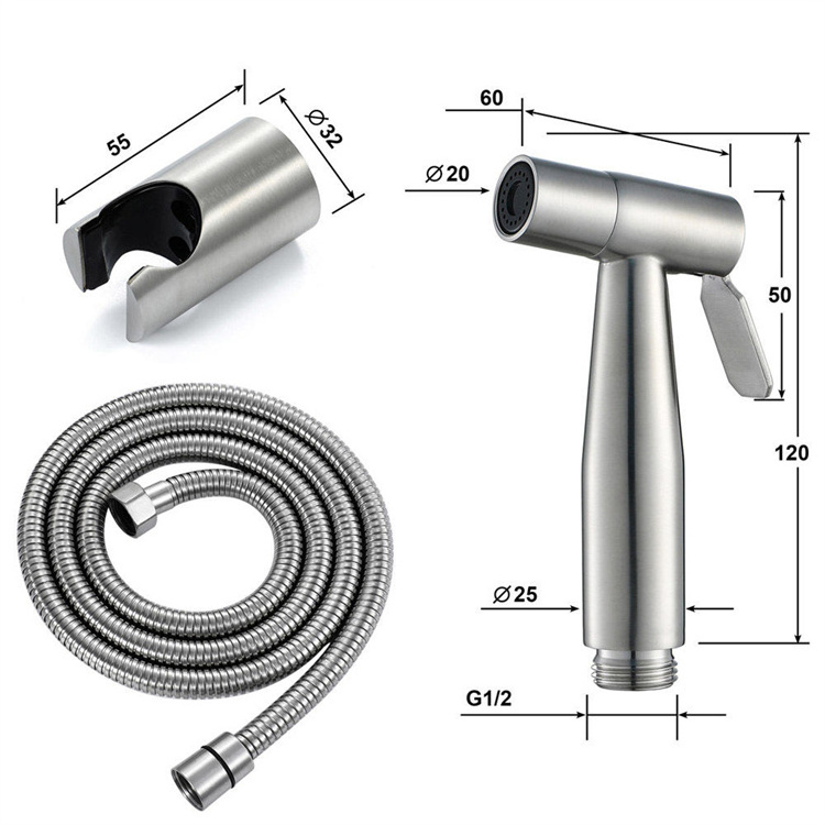 IFAN Low Price Stainless Steel Shattaf Set Adjustable Water Pressure Muslim Handheld Toilet Shower Bidet Sprayer