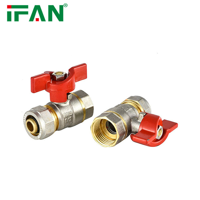 IFAN Lead-Free Copper Forged Iron Ball Ball Valve Plastic Pex Al Pex Pipe Brass Brass Valve for Tube