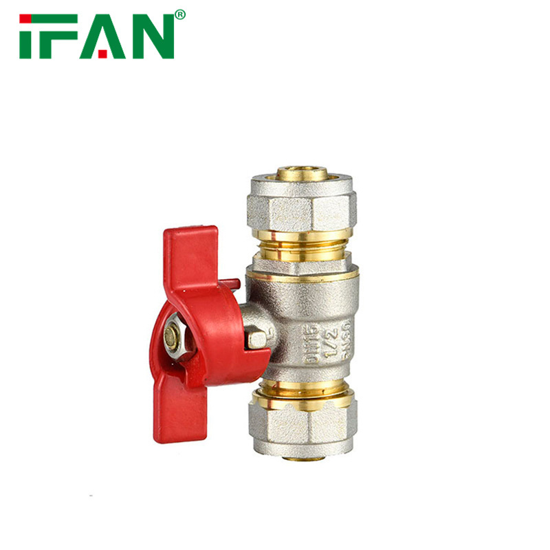 IFAN Lead-Free Copper Forged Iron Ball Ball Valve Plastic Pex Al Pex Pipe Brass Brass Valve for Tube