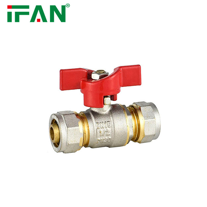 IFAN Lead-Free Copper Forged Iron Ball Ball Valve Plastic Pex Al Pex Pipe Brass Brass Valve for Tube