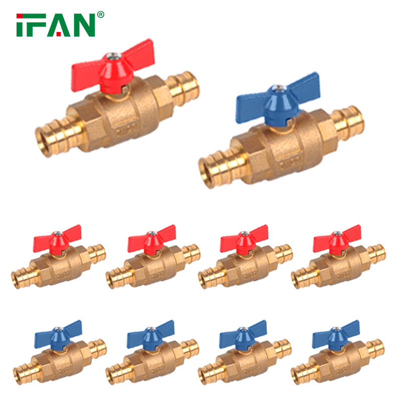 North America Lead Free Red Blue Long Handle Brass Expansion Brass Ball Valve Forged 2 Piece Body 1/2