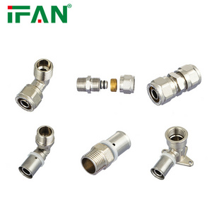 IFAN Manufacturer Plumbing Joint Pex Pressfittings 16-32MM Brass Press Fittings Pex Al Pex Press Fittings for Plastic Pipe