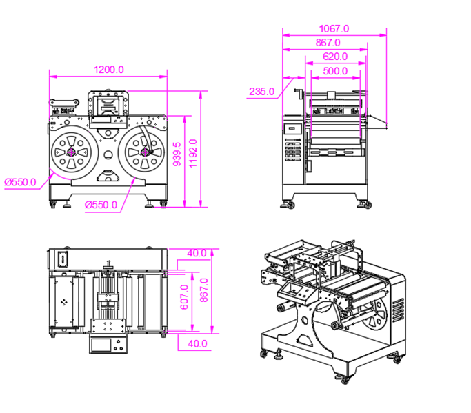 High speed label rewinding machine, aluminum foil rewinding spurt the code machine roll film inkjet coding equipment