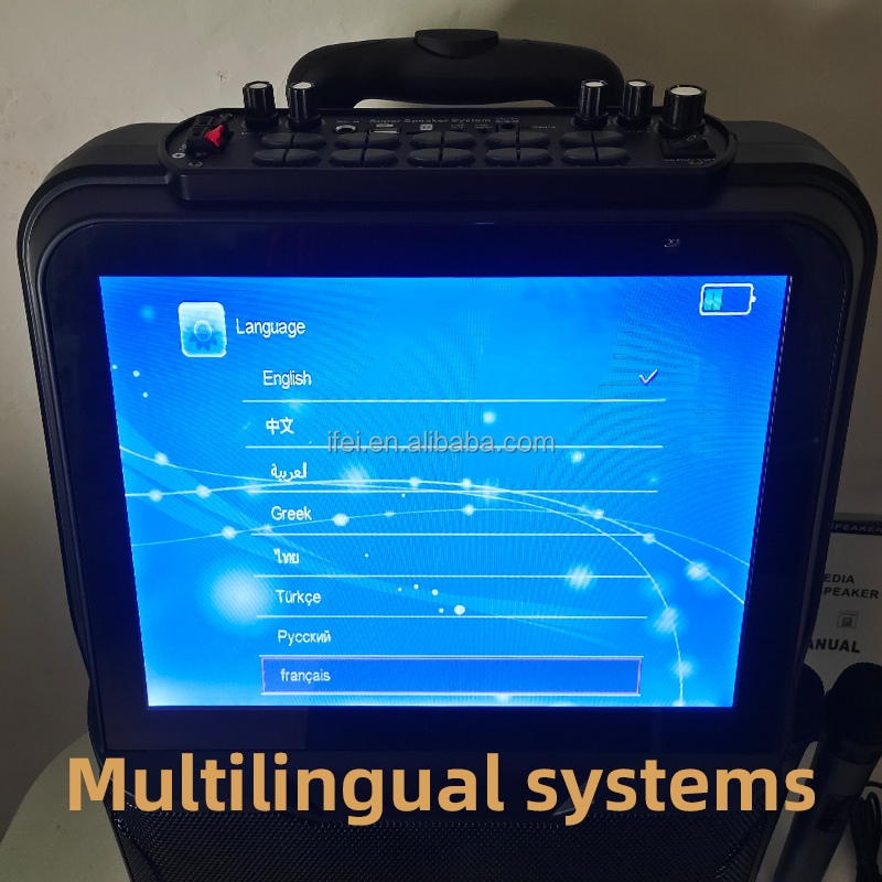 Android system BT Screen Mirroring function Trolley speaker with screen hone karaoke system/outdoors karaoke player