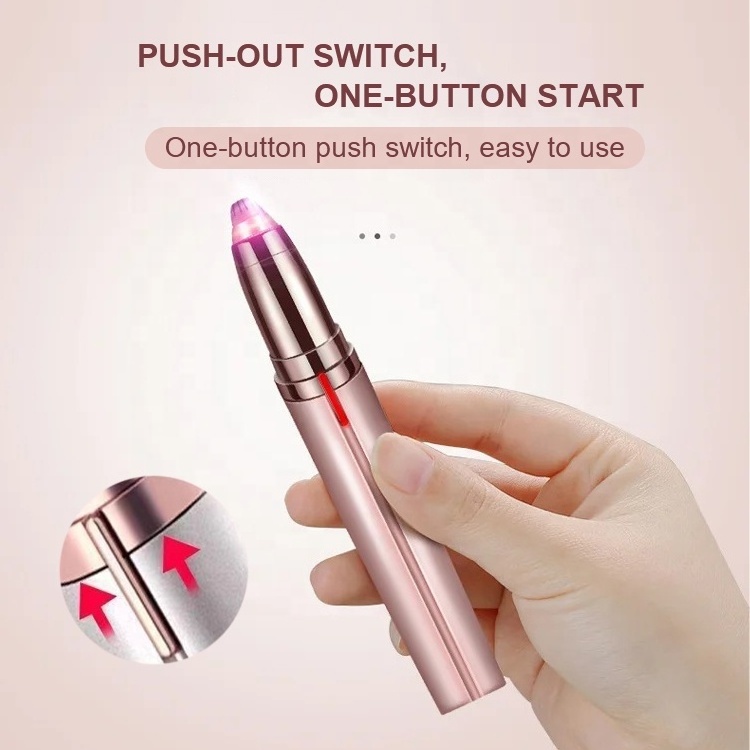 High Quality Portable lipstick shape eyebrow trimmer electric eye brows sharp shaver women facial hair remover with LED light